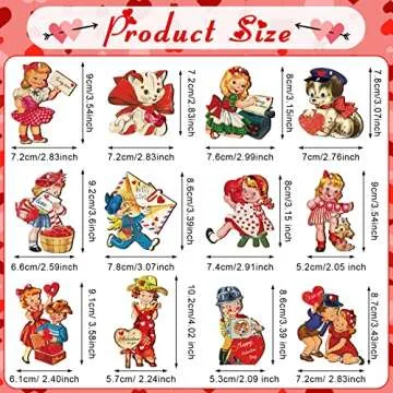 Karenhi Wooden Valentine Hanging Ornament - 24 Pcs Vintage Ornaments for Tree, Red - Valentine's Day Decorations, Cute Style