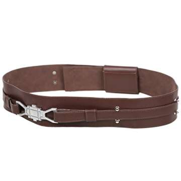 X-COSTUME Obiwan Belt Adult Brown Leather Waistband Replica Halloween Cosplay Costume Clothing Acces...