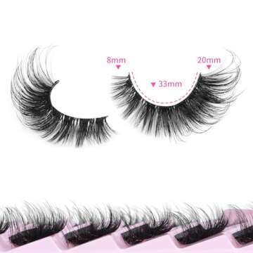 ALICROWN HAIR Fluffy Eyelashes Cat Eye Wispy Lashes with Clear Band Thick Volume False Eyelashes Natural Strip Mink Lashes Fluffy Long Fake Eye Lashes 6 Pairs, Black