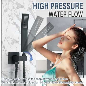 LED Rainfall Shower Head Set with Handheld Brass System