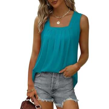 Summer Tank Tops for Women 2024 Trendy Casual Loose Fit Sleeveless Going Out Tops Tees Athletic Workout Flowy T Shirt Today Clearance Prime only Womens Clothes