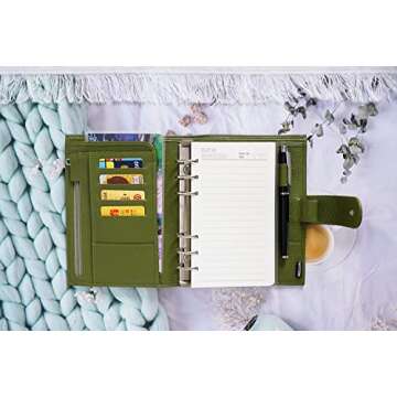 Moterm Personal Luxe Rings Planner - Genuine Leather Binder Organizer (Pebble-Olive, 30mm Ring)