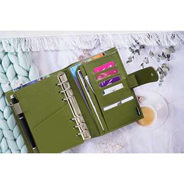 Moterm Personal Luxe Rings Planner - Genuine Leather Binder Organizer (Pebble-Olive, 30mm Ring)