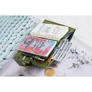 Moterm Personal Luxe Rings Planner - Genuine Leather Binder Organizer (Pebble-Olive, 30mm Ring)