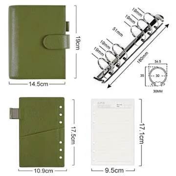 Moterm Personal Luxe Rings Planner - Genuine Leather Binder Organizer (Pebble-Olive, 30mm Ring)