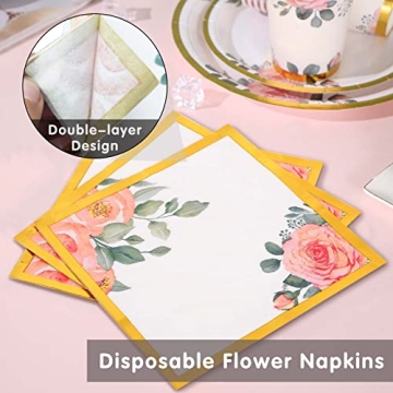 Gudvilla Floral Paper Plates Set for 50 Guests