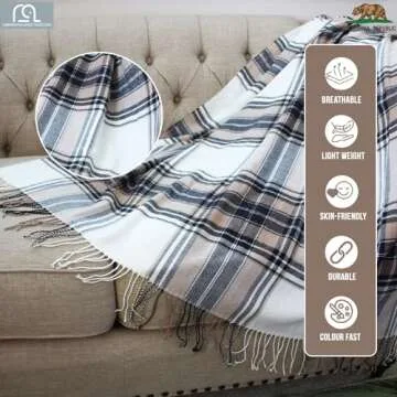 Blankets - Decorative Classic Blanket - Buffalo Plaid Throw Blanket - Comfortable and Ultra-Soft - Lightweight & Indoor Outdoor Blanket - Ideal for Living Room, Couch, Travelling Good for All Seasons