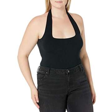 The Drop Women's Greta Square Neck Bralette Sweater, Black, XS