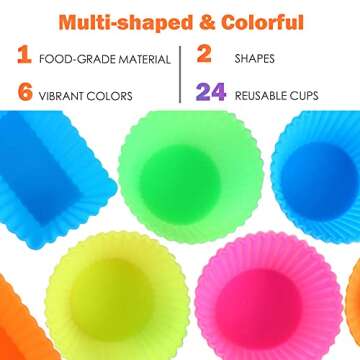 IPOW 24 Pack Silicone Cupcake Baking Cups Reusable Food-Grade BPA Free Non-Stick Muffin Liners Molds...