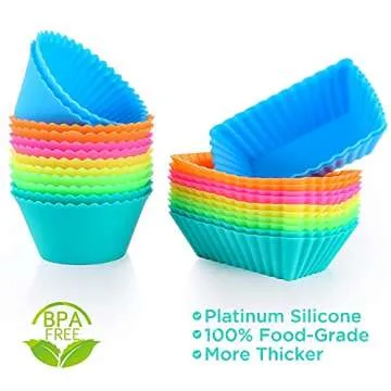 IPOW 24 Pack Silicone Cupcake Baking Cups - Reusable & Versatile