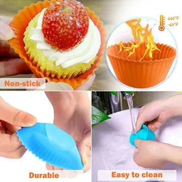 IPOW 24 Pack Silicone Cupcake Baking Cups - Reusable & Versatile