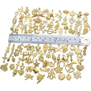 100pcs Gold Plated Charms Mixed Pendant Animals Plants Stars Charms for Necklace Bracelet Jewelry Making and Crafting
