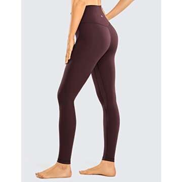 CRZ YOGA Womens Brushed Naked Feeling Workout Leggings 28"- High Waisted Gym Compression Tummy Control Yoga Pants Dark Russet Medium