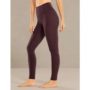 CRZ YOGA Womens Brushed Naked Feeling Workout Leggings 28"- High Waisted Gym Compression Tummy Control Yoga Pants Dark Russet Medium