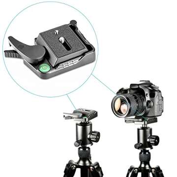 Neewer® Black Aluminum Alloy Quick Release QR Plate Adapter with 1/4"-3/8" Screw and Bubble Lever for DSLR Camera Tripod Monopod Stabilizer Ball Head