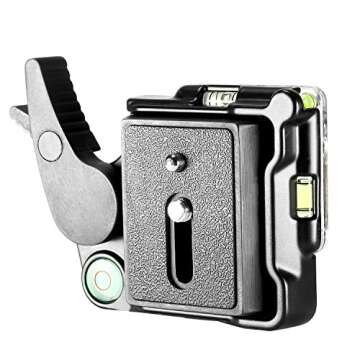 Neewer® Black Aluminum Alloy Quick Release QR Plate Adapter with 1/4"-3/8" Screw and Bubble Lever for DSLR Camera Tripod Monopod Stabilizer Ball Head