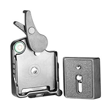 Neewer® Black Aluminum Alloy Quick Release QR Plate Adapter with 1/4"-3/8" Screw and Bubble Lever for DSLR Camera Tripod Monopod Stabilizer Ball Head