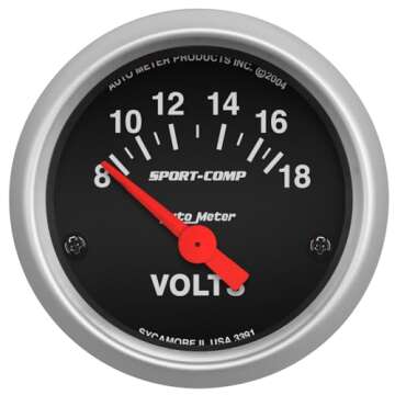 Auto Meter 3391 Sport-Comp Electric Voltmeter Gauge, 2.3125 in.