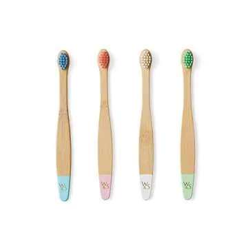 Wild & Stone Organic Baby Bamboo Toothbrushes | 4 Pack | Soft Bristles | 100% Compostable Handle | BPA Free | Vegan Baby Toothbrushes (Multicolour)