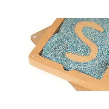 Montessori Sand Tray for Kids 3 4 5 6 Years Old Sand Writing Tray Learning Sensory Toy Educational Alphabet and Phonic Words Comes with Sand, Tray, Lid, 2 Sets of Flashcards, Stylus (Dark Blue)