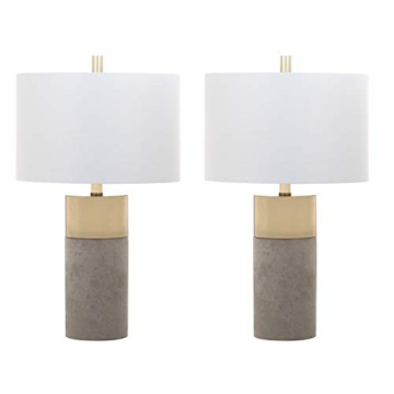 SAFAVIEH Lighting Collection Oliver Modern Contemporary Farmhouse Grey Concrete/ Gold Bedroom Living...