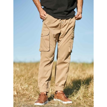 JMIERR Mens Joggers Stylish Elastic Waist Tapered Pants
