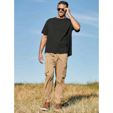 JMIERR Mens Joggers Stylish Elastic Waist Tapered Pants