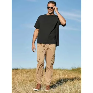 JMIERR Mens Joggers Stylish Elastic Waist Tapered Pants