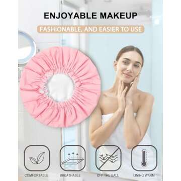 YIZIJIZI Shower Caps for Women, Terry Lined Shower Cap Reusable Waterproof, Bathing Shower Caps, Dou...