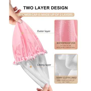 YIZIJIZI Waterproof Shower Cap for Women: All Hair Types