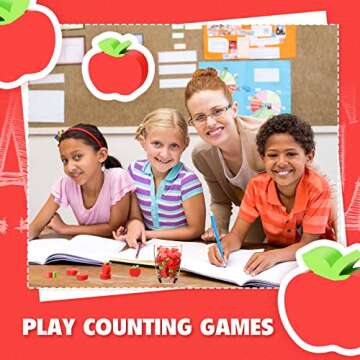 60pcs Mini Apple Erasers for Kids Bulk Classroom Welcome Back to School Gifts Classroom Counting Math Manipulatives Teacher Supplies Classroom Stationary Party Favors