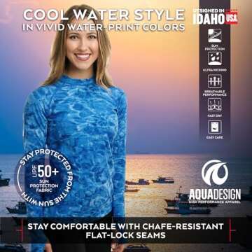 Aqua Design Womens Rashguard Long Sleeve: Swim Shirt Women Rash Guard Tops
