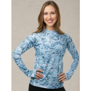 Aqua Design Womens Rashguard Long Sleeve: Swim Shirt Women Rash Guard Tops