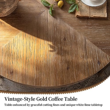 Buy DS-HOMEPORT Round Wood Coffee Table for Living Room