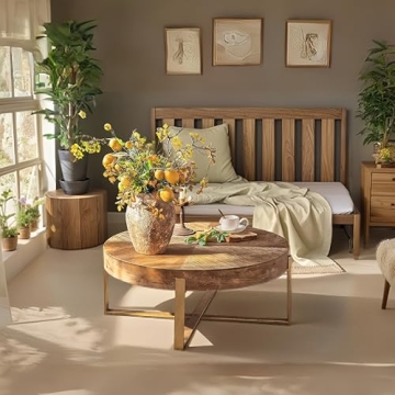 Buy DS-HOMEPORT Round Wood Coffee Table for Living Room