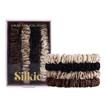 SILKIE Mulberry Silk Scrunchies Set - No Damage Hair Ties