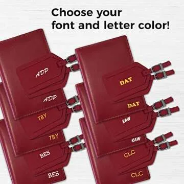 Monogrammed Red Leather RFID Passport Wallet & Tags