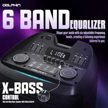 Dolphin NightWave 1800: 18" Portable Bluetooth Party Speaker – 100W RMS, Powerful 18" Woofer, LED Lights, WaveSync™, X-Bass, Rechargeable Battery, Bluetooth 5.1, 21" Tall – Perfect for Parties