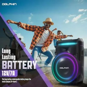 Dolphin NightWave 1800: 18" Portable Bluetooth Party Speaker – 100W RMS, Powerful 18" Woofer, LED Lights, WaveSync™, X-Bass, Rechargeable Battery, Bluetooth 5.1, 21" Tall – Perfect for Parties
