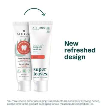 ATTITUDE Fluoride-Free Toothpaste, Plant- and Mineral-Based Ingredients, Vegan, Cruelty-Free and Sug...