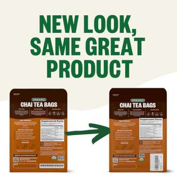 FGO Organic Chai Tea, 100 Count, Eco-Conscious Tea Bags, Resealable Bag, Packaging May Vary