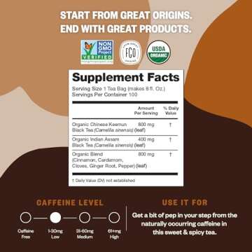 FGO Organic Chai Tea, 100 Count Eco-Conscious Bags