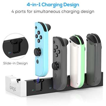 Charging Dock Compatible with Nintendo Switch & Switch OLED Model Joycons, Switch Controller Charger Dock Station for Joycon Charges up to 6pcs, Charging Stand Station for Nintendo Switch/OLED Model
