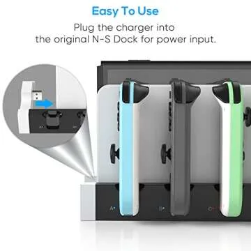 Charging Dock Compatible with Nintendo Switch & Switch OLED Model Joycons, Switch Controller Charger Dock Station for Joycon Charges up to 6pcs, Charging Stand Station for Nintendo Switch/OLED Model