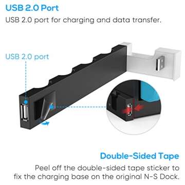 Charging Dock Compatible with Nintendo Switch & Switch OLED Model Joycons, Switch Controller Charger Dock Station for Joycon Charges up to 6pcs, Charging Stand Station for Nintendo Switch/OLED Model