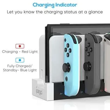Charging Dock Compatible with Nintendo Switch & Switch OLED Model Joycons, Switch Controller Charger Dock Station for Joycon Charges up to 6pcs, Charging Stand Station for Nintendo Switch/OLED Model