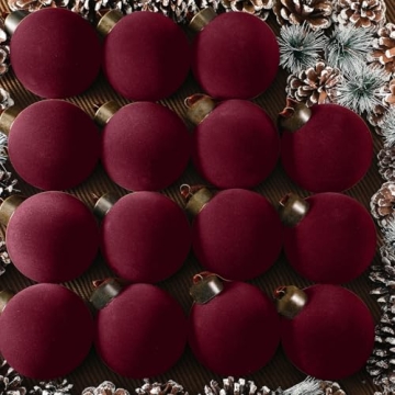 Liliful 15 Pcs Velvet Christmas Balls in Wine Red