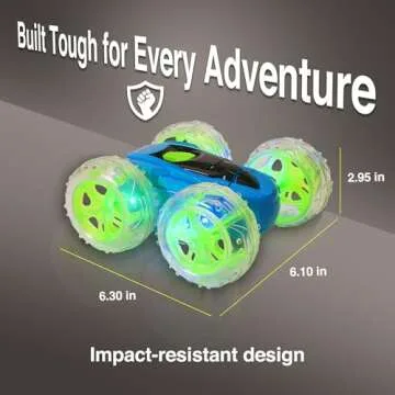 Contixo RC Stunt Car 4WD 2.4GHz - Double-Sided 360° Rotating Remote Control Car with LED Lights, for Kids Age 4-12, Blue