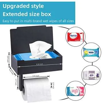 Stylish Toilet Paper Holder with Wipe Dispenser for Bathrooms
