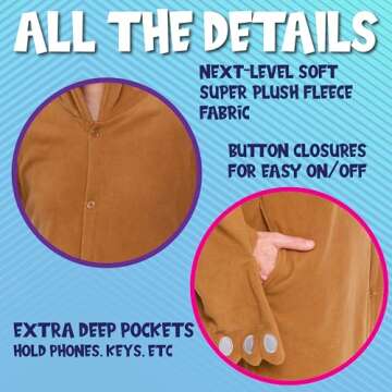 Funziez! Adult Onesie Halloween Costume - Animal and Sea Creature - Plush One Piece Cosplay Suit for Adults, Men and Women